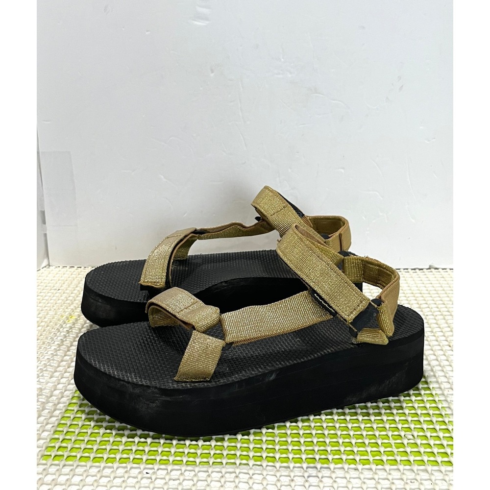 Teva Midform Universal Sandals Women's 9 Metallic Gold Champagne Platform GOOD